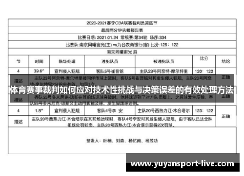 体育赛事裁判如何应对技术性挑战与决策误差的有效处理方法